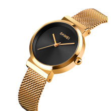 Relógio de quartzo dourado SKMEI 1595 enjoy time casual relógio de pulso feminino